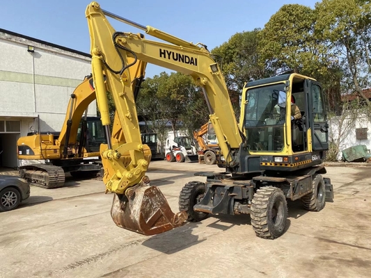 Gebruikte KOREA HYUNDAI R60W-9 wielgraver 6ton Crawler Digger voor bouwprojecten