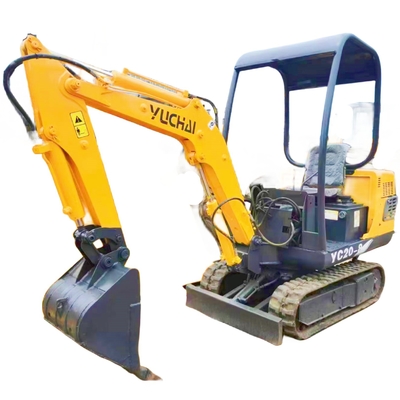 20KW Yuchai YC20-8 Mini Graafmachine 2 Ton Nege Werktijden 0-2000 Crawler Graafmachine